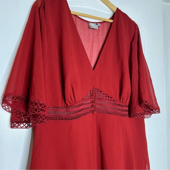 ASOS DESIGN dark red Curve mini tea dress size 16 - Picture 8 of 14